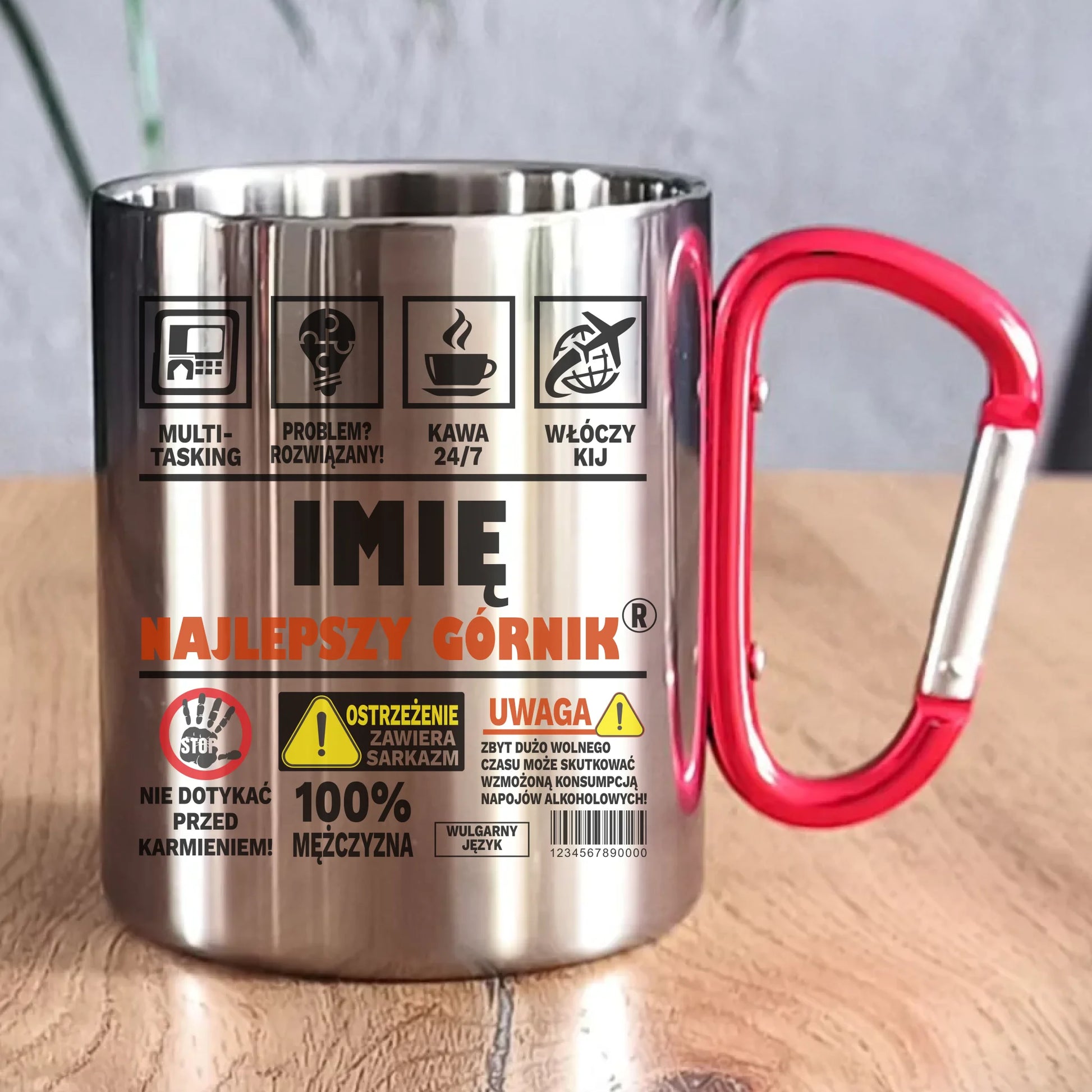 Kubek metalowy - prezent dla górnika - Najlepszy górnik 24/7 - personalizowany G11 - StoryCups.pl