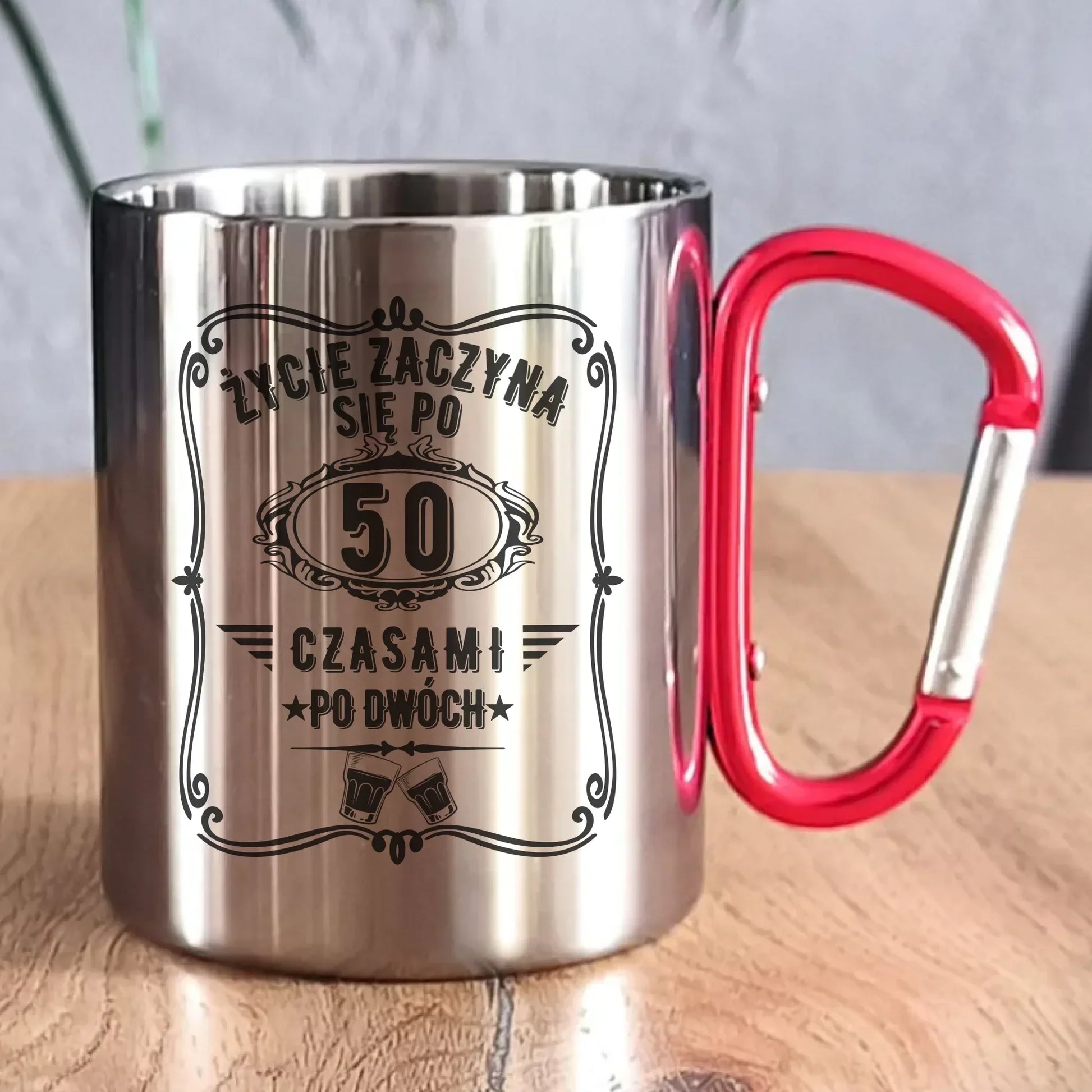 Życie zaczyna się po 50 | Kubek metalowy prezent na 50 urodziny U12 - StoryCups.pl