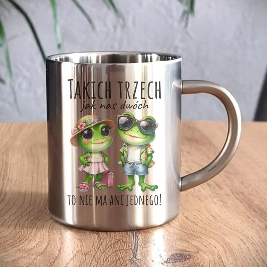 Kubek metalowy dla par - Żabki prezent dla chłopaka i dziewczyny DCH11 - StoryCups.pl