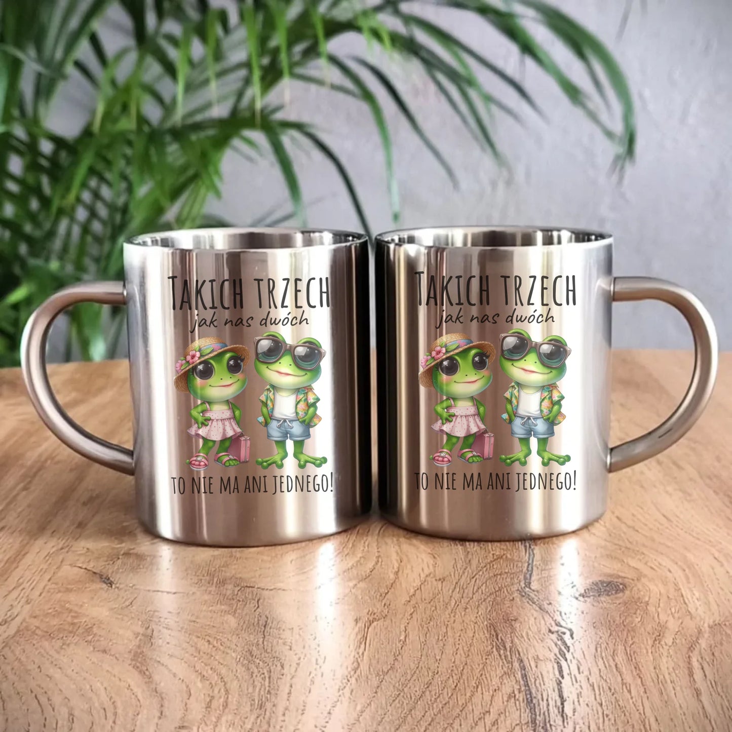 Kubek metalowy dla par - Żabki - prezent dla chłopaka i dziewczyny DCH11 - StoryCups.pl