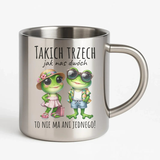 Kubek metalowy dla par - Żabki prezent dla chłopaka i dziewczyny DCH11 - StoryCups.pl
