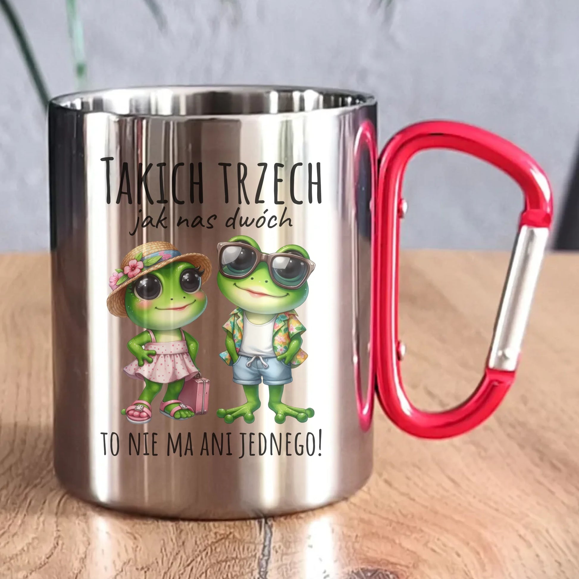 Kubek metalowy dla par - Żabki - prezent dla chłopaka i dziewczyny DCH11 - StoryCups.pl