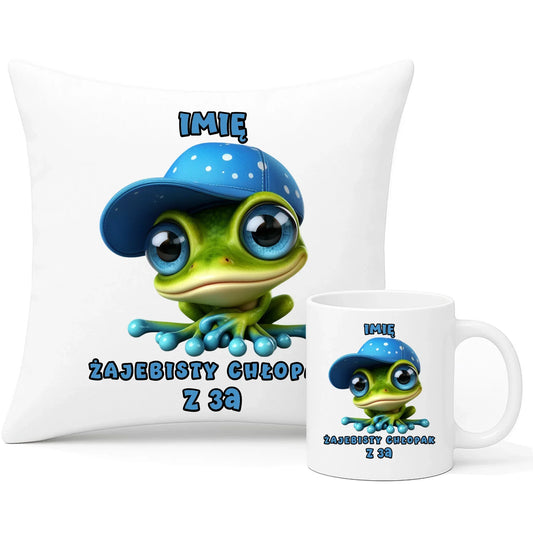 Zestaw poduszka i kubek na Dzień Chłopaka - Żajebisty Chłopak dla kolegów z klasy - personalizowany DCH01 - StoryCups.pl