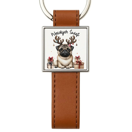 Mops Wesołych Świąt | Świąteczny brelok BN91 - StoryCups.pl