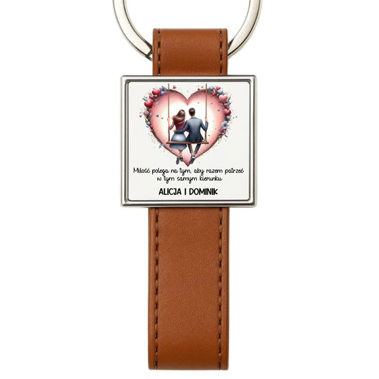 Patrzeć w tym samym kierunku | Personalizowany brelok dla par W12 - StoryCups.pl