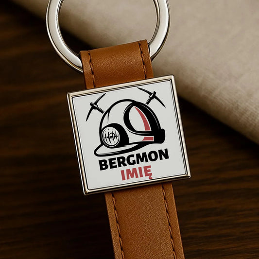 Bergmon imię | Personalizowany brelok dla górnika na prezent Barbórka G07 - StoryCups.pl