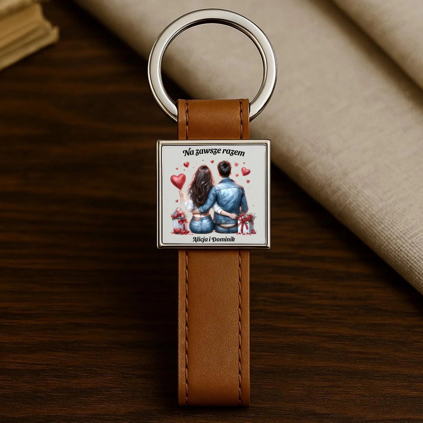 Brelok dla par - prezent dla dziewczyny i chłopaka - Na zawsze razem - personalizowany W07 - StoryCups.pl