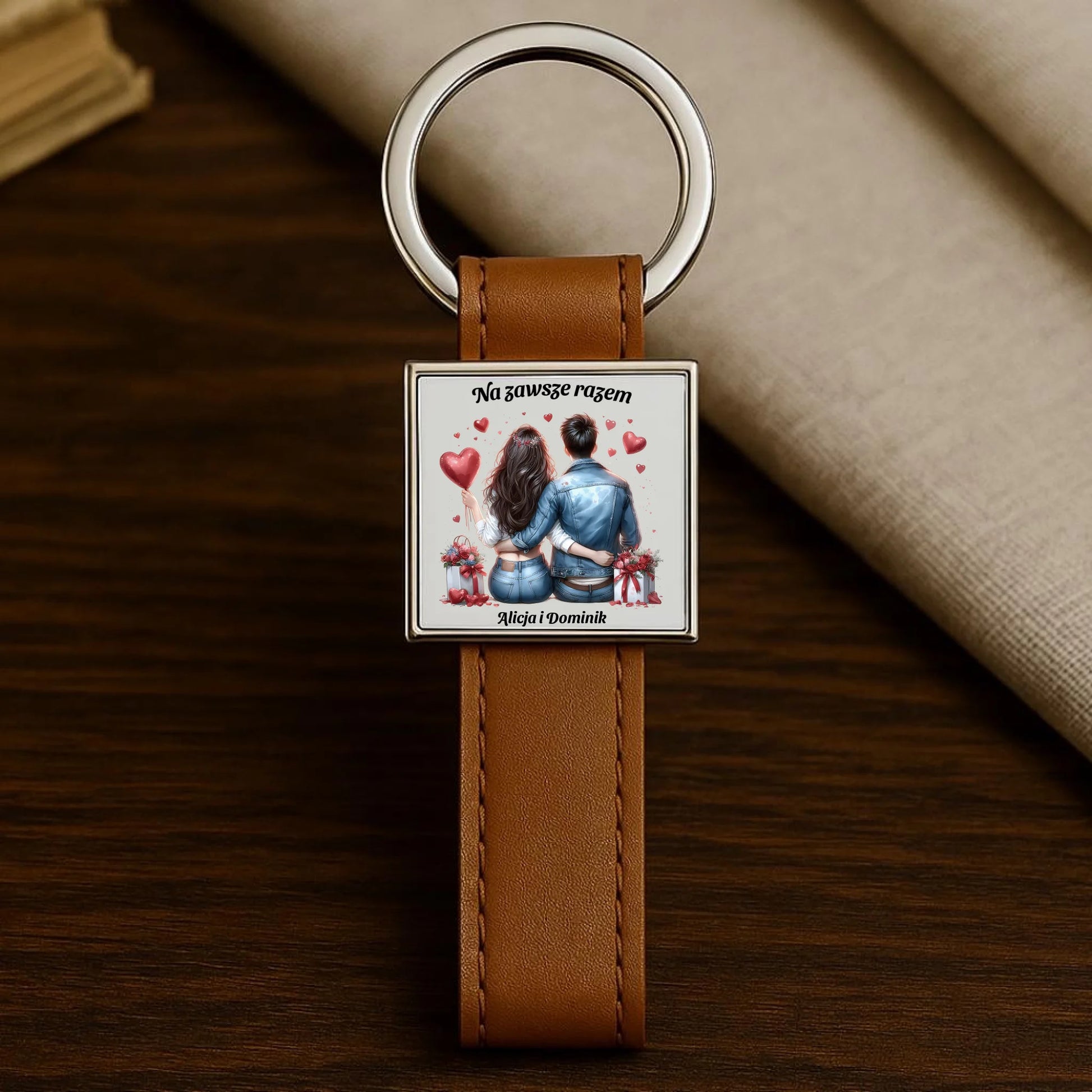 Brelok dla par - prezent dla dziewczyny i chłopaka - Na zawsze razem - personalizowany W07 - StoryCups.pl