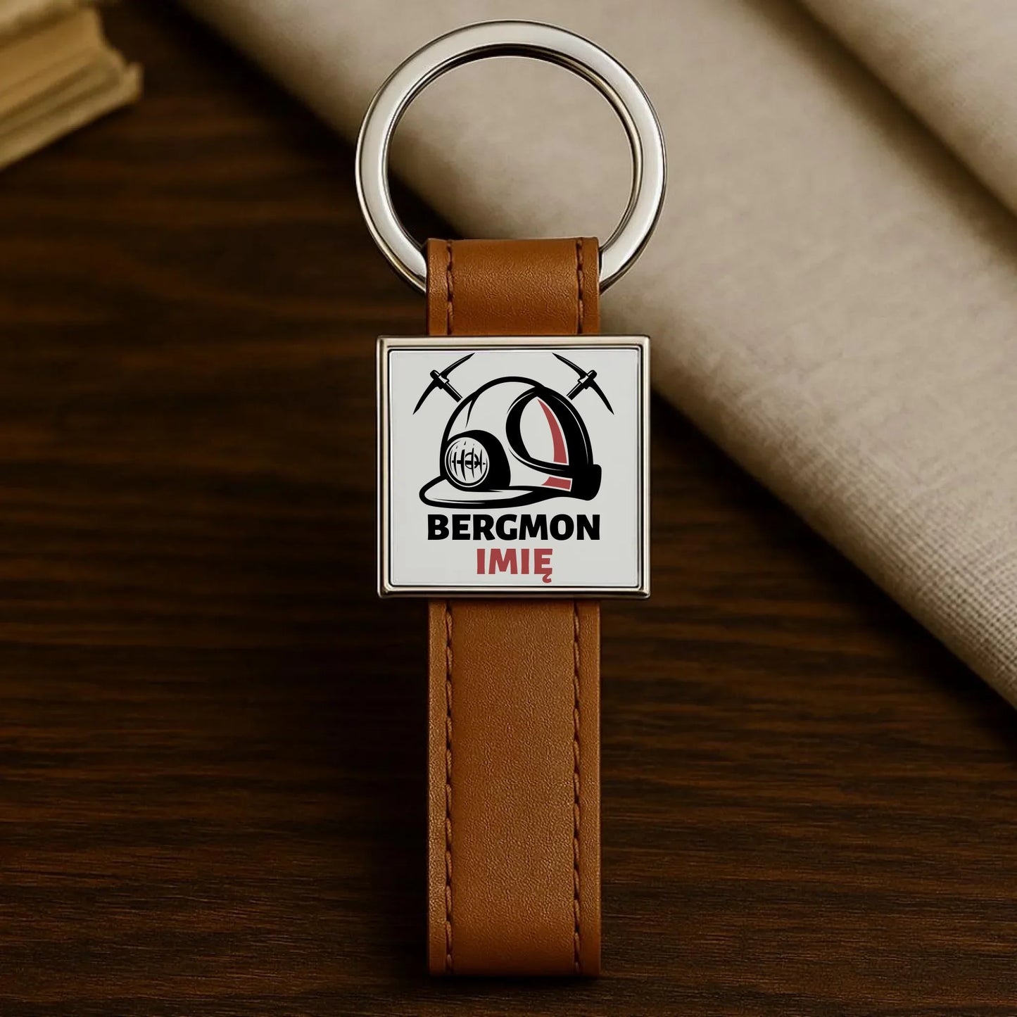 Bergmon imię | Personalizowany brelok dla górnika na prezent Barbórka G07 - StoryCups.pl
