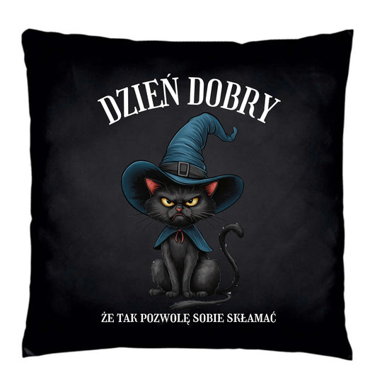 Poduszka dekoracyjna halloweenowa - Dzień dobry, że tak pozwolę sobie skłamać HL27 - StoryCups.pl