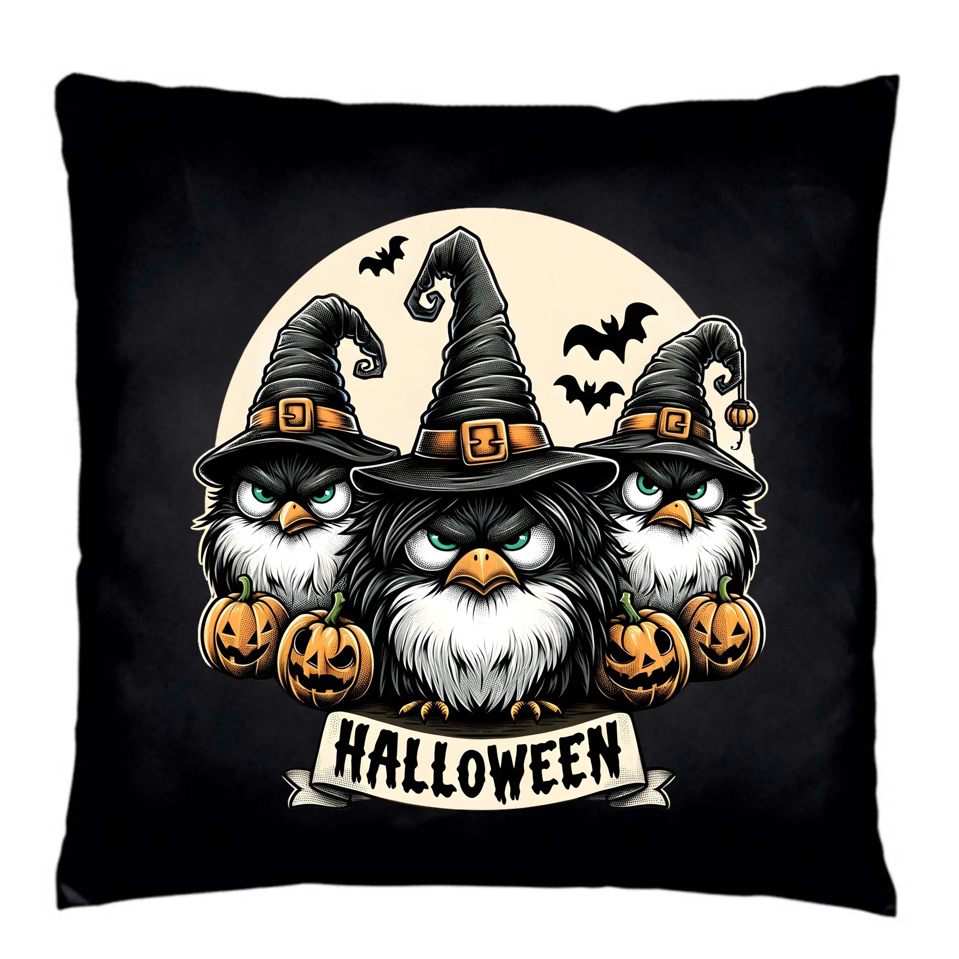 Poduszka dekoracyjna na Halloween - Upiorne sowy wiedźmy HL15 - StoryCups.pl