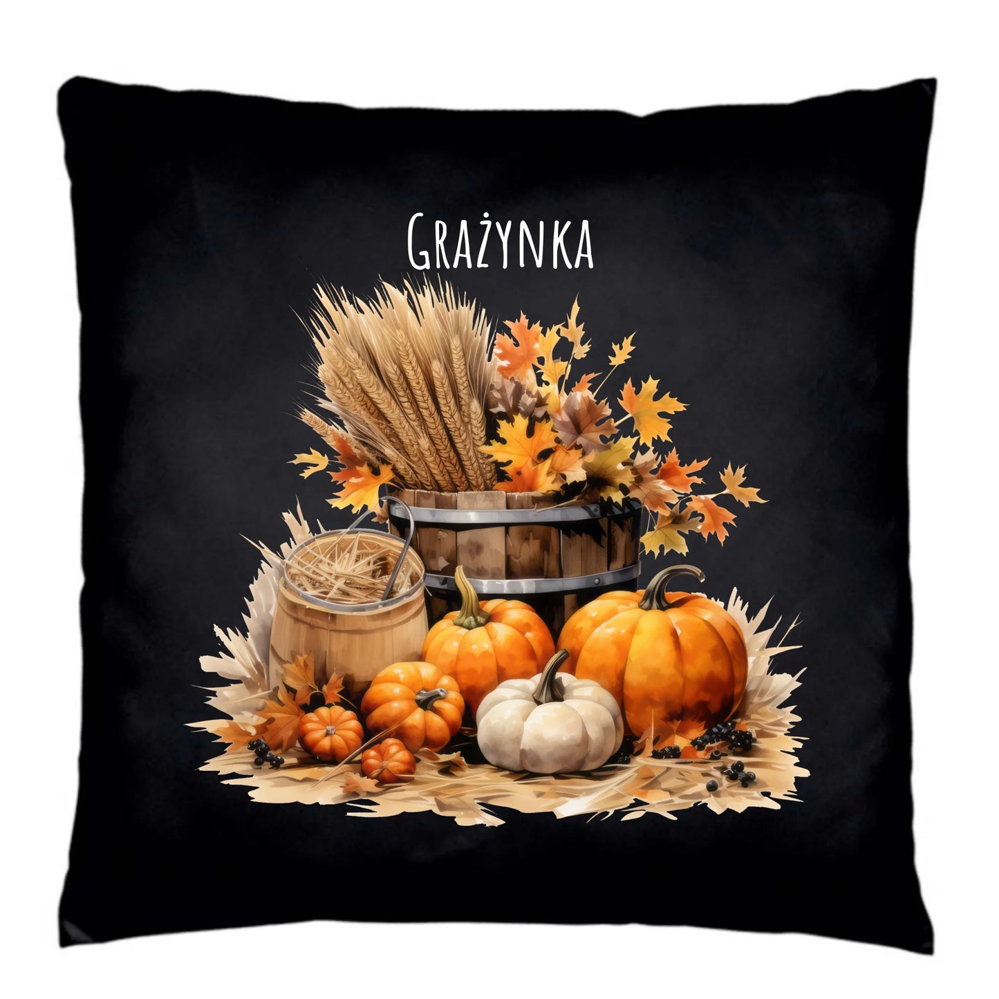 Poduszka dekoracyjna na jesień - Harvest vibes - personalizowana JS09 - StoryCups.pl