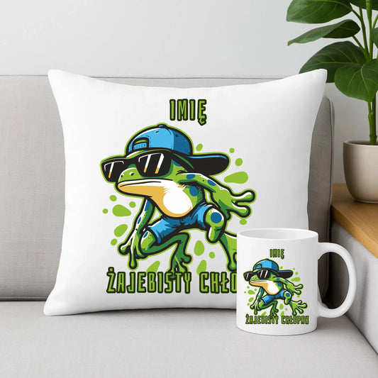 Zestaw poduszka i kubek - Żajebisty Chłopak prezent na Dzień Chłopaka - personalizowany DCH02 - StoryCups.pl