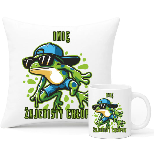 Zestaw poduszka i kubek - Żajebisty Chłopak prezent na Dzień Chłopaka - personalizowany DCH02 - StoryCups.pl