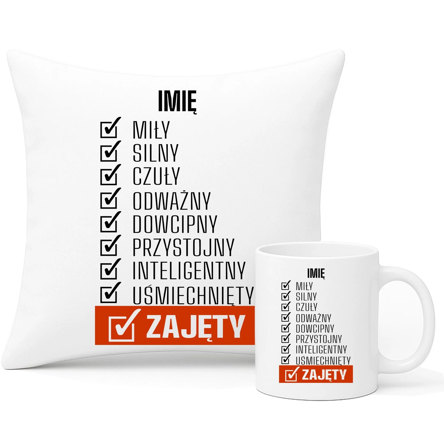 Zestaw poduszka i kubek - Zajęty prezent dla chłopaka męża narzeczonego - personalizowany DCH05 - StoryCups.pl
