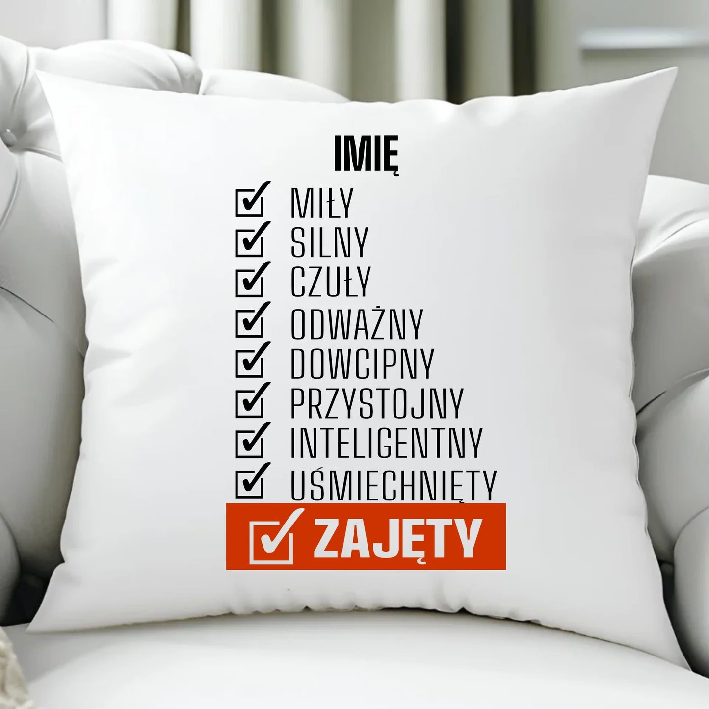 Poduszka - Zajęty prezent dla chłopaka męża narzeczonego - personalizowana DCH05 - StoryCups.pl