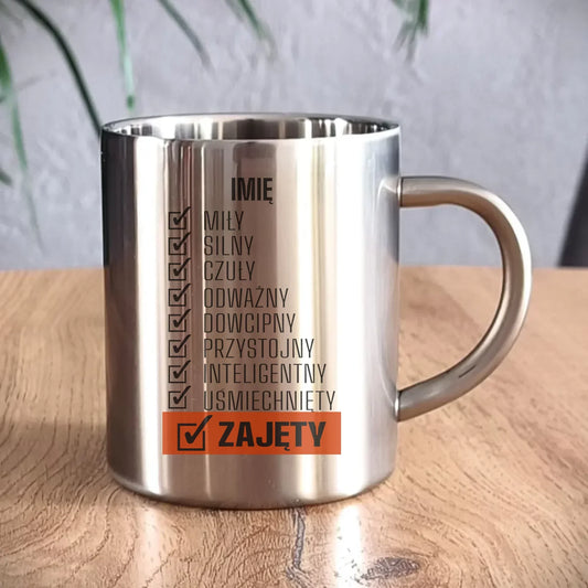 Kubek metalowy - Zajęty prezent dla chłopaka męża narzeczonego - personalizowany DCH05 - StoryCups.pl