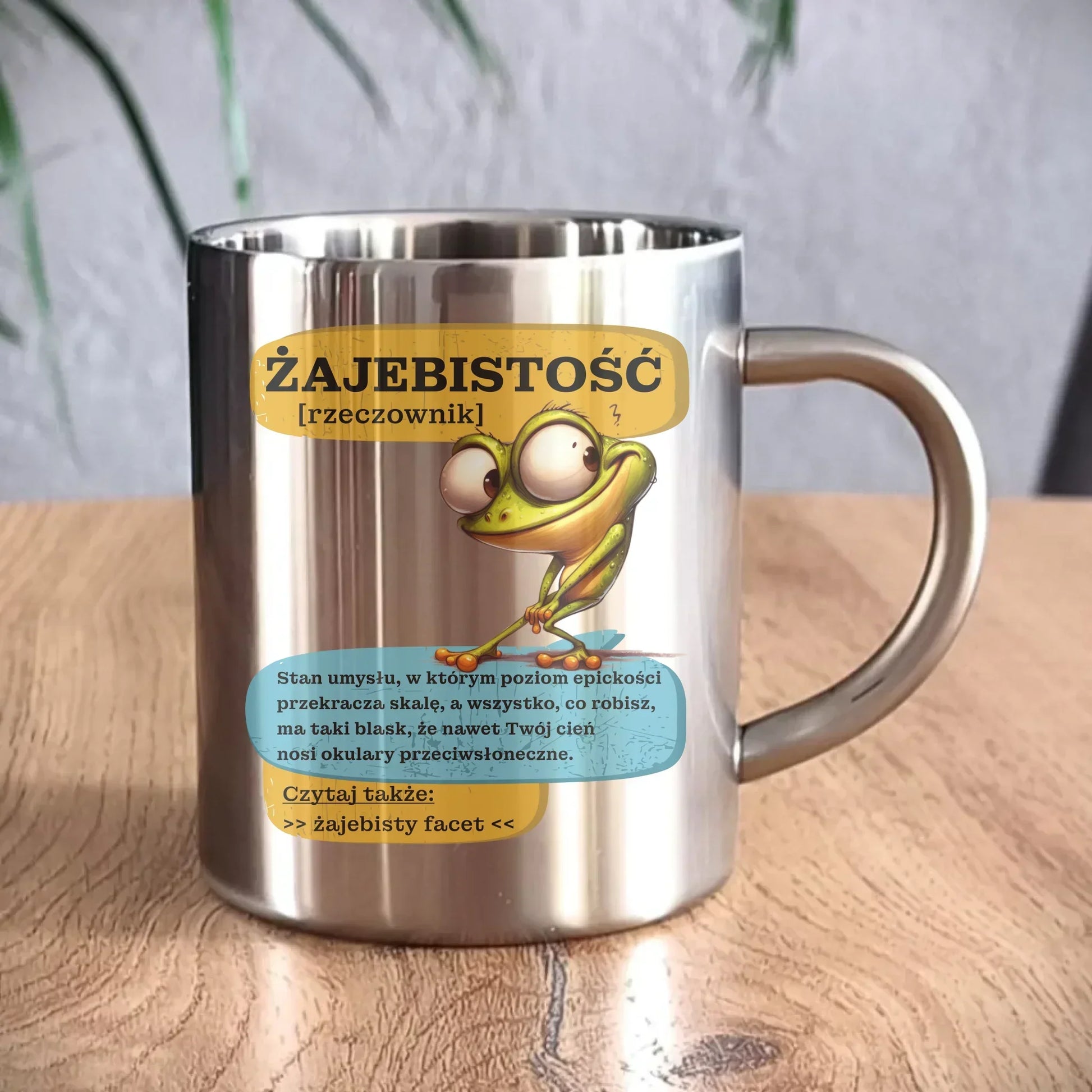 Kubek metalowy - Żajebistość [rzeczownik] prezent na Dzień Chłopaka DCH06 - StoryCups.pl