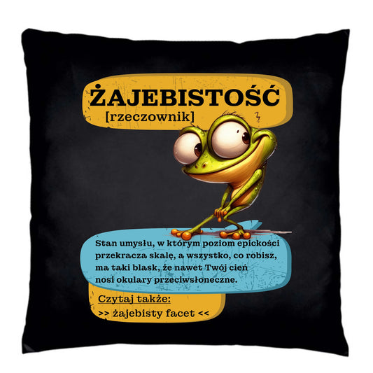 Poduszka dekoracyjna - Żajebistość [rzeczownik] prezent na Dzień Chłopaka DCH06 - StoryCups.pl