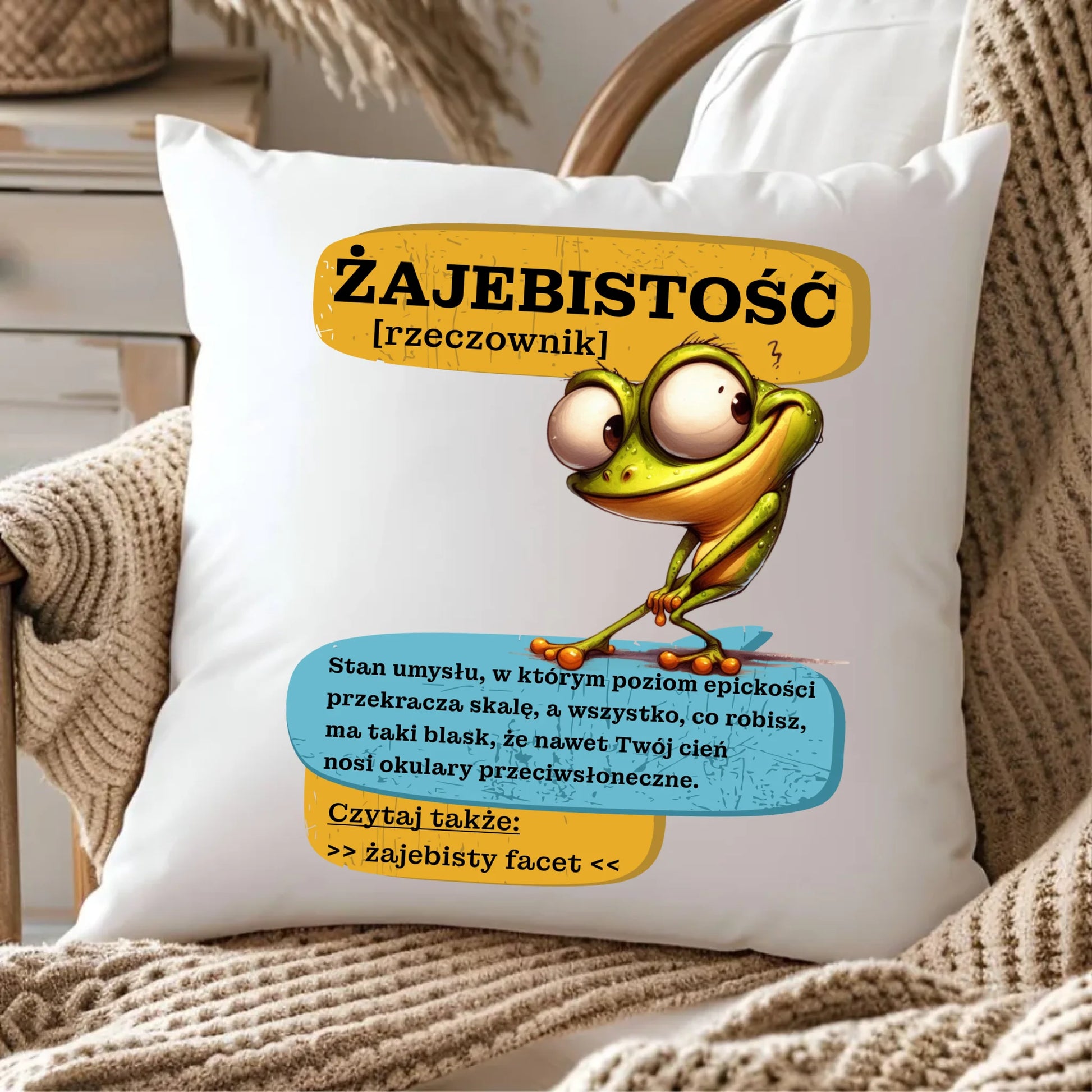 Poduszka - Żajebistość [rzeczownik] prezent na Dzień Chłopaka DCH06 - StoryCups.pl