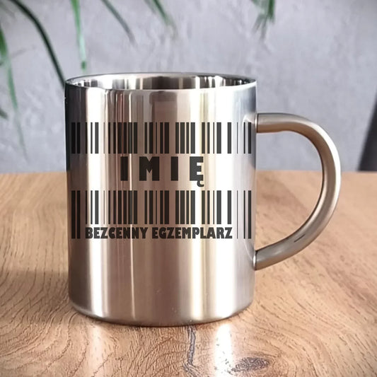 Kubek metalowy - Bezcenny egzemplarz prezent dla niego - personalizowany DCH07 - StoryCups.pl
