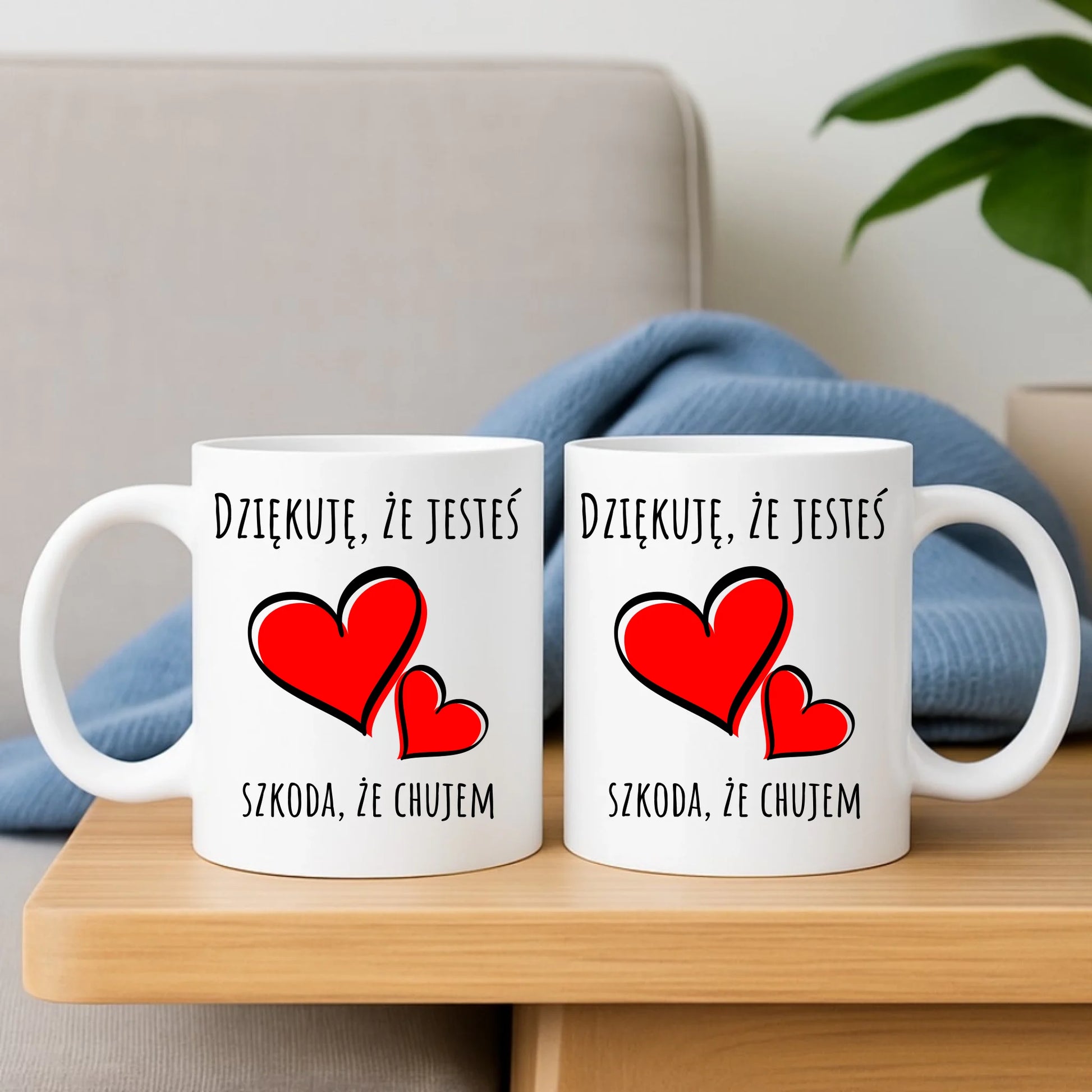 Zestaw poduszka i kubek - Dziękuję, że jesteś szkoda, że ch#jem - bez cenzury DCH10 - StoryCups.pl