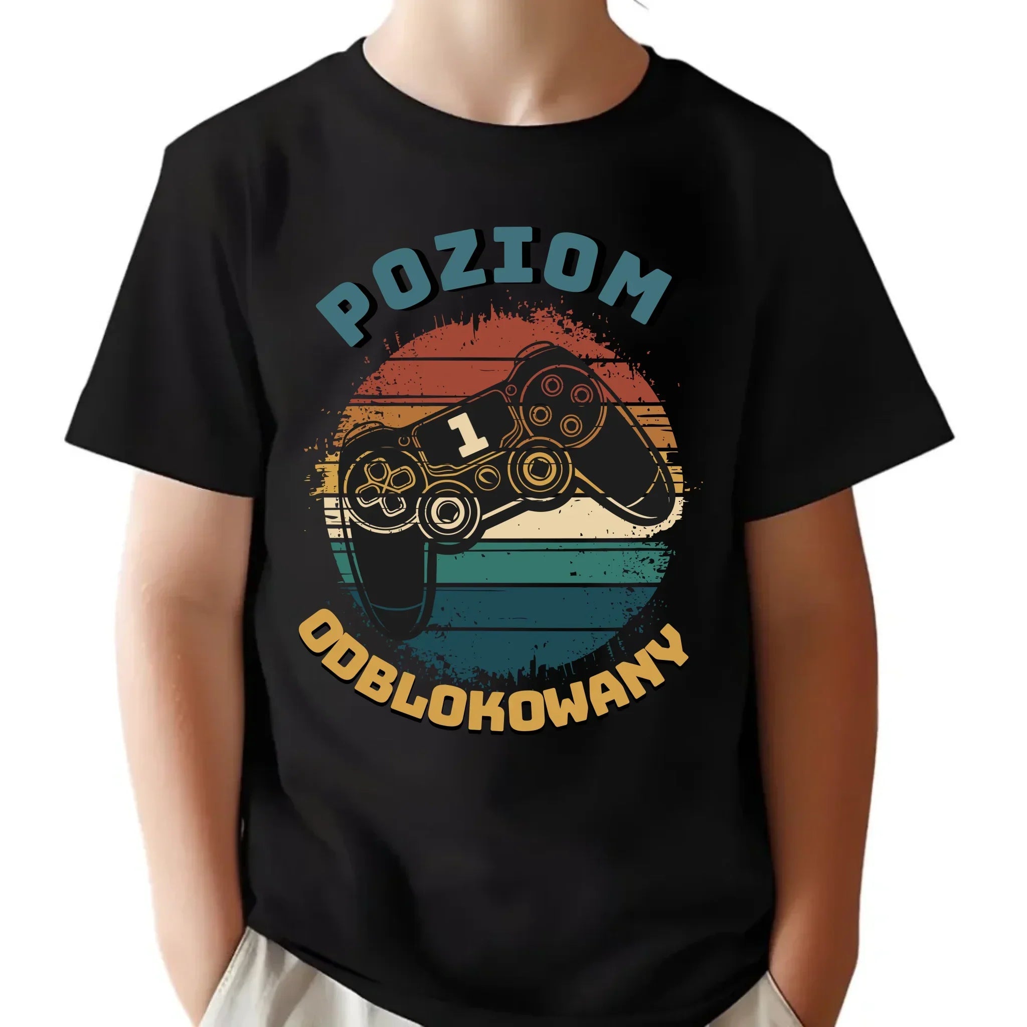 Koszulka dziecięca szkolna - Poziom odblokowany - gamer do szkoły - personalizowana SZ01 - StoryCups.pl