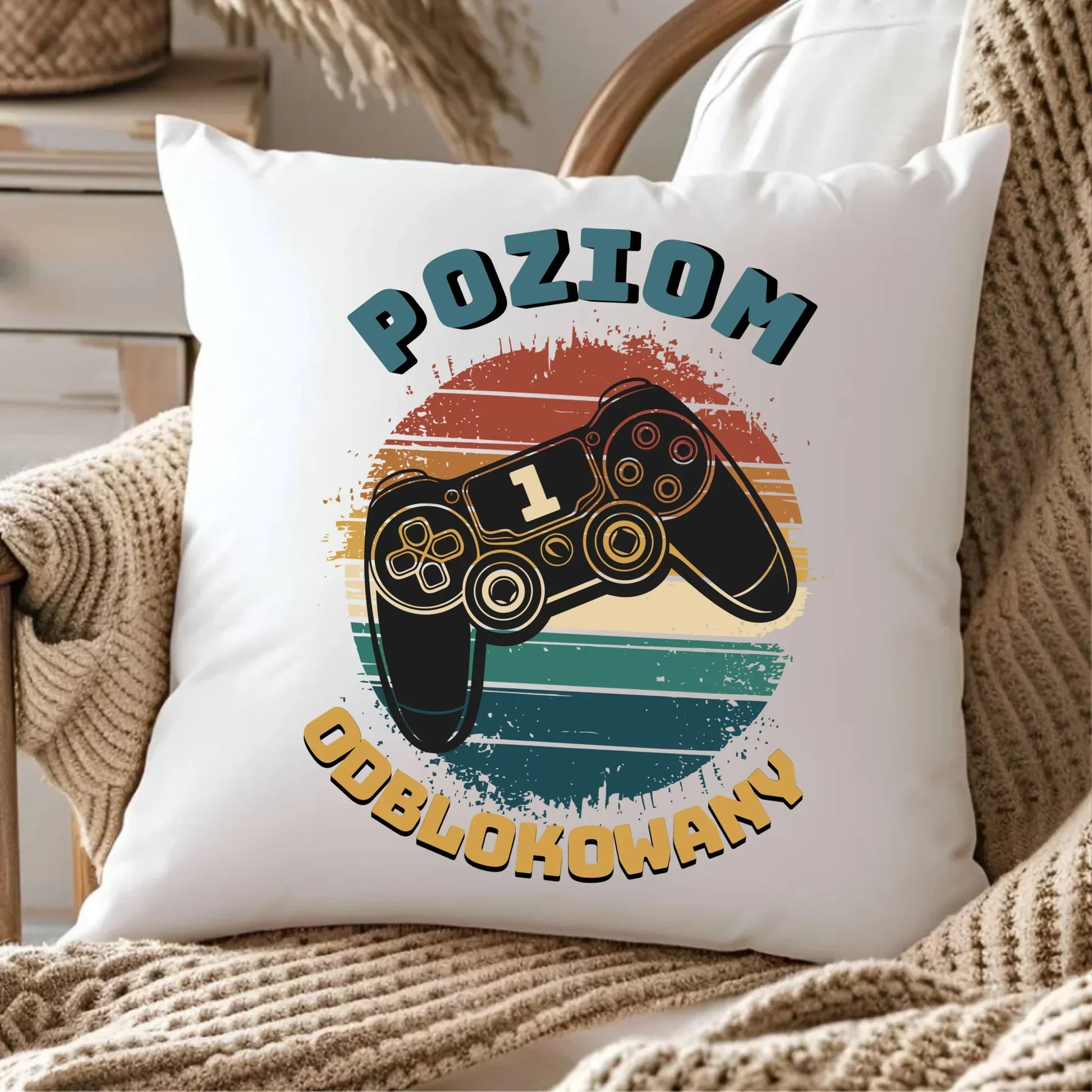 Poduszka - Poziom odblokowany - gamer do szkoły - personalizowana SZ01 - StoryCups.pl