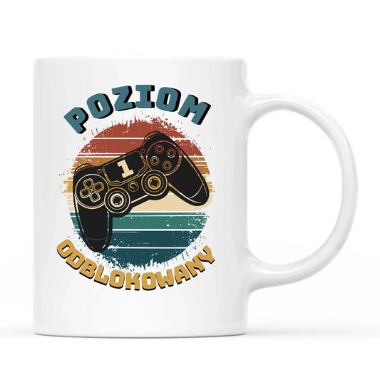 Kubek szkolny - Poziom odblokowany - gamer do szkoły - personalizowany SZ01