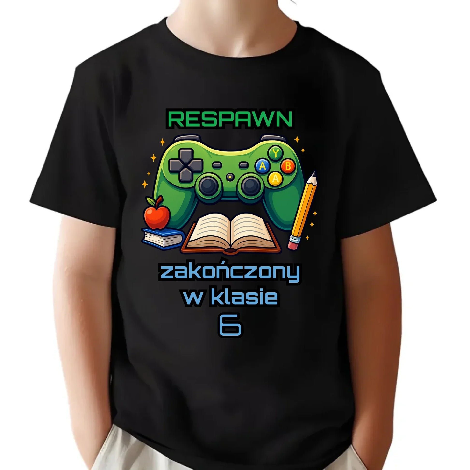 Koszulka dziecięca szkolna - Respawn - gamer do szkoły - personalizowana SZ18 - StoryCups.pl