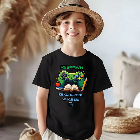 Koszulka dziecięca szkolna - Respawn - gamer do szkoły - personalizowana SZ18