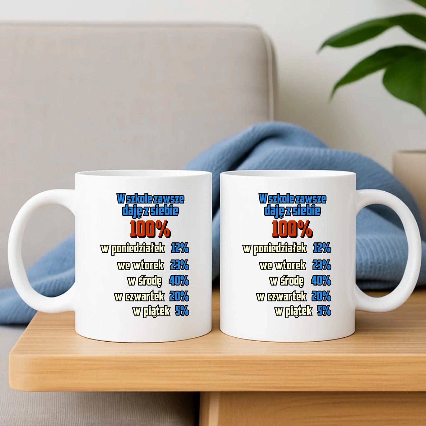 Kubek szkolny - W szkole daję z siebie 100% - śmieszny SZ20 - StoryCups.pl