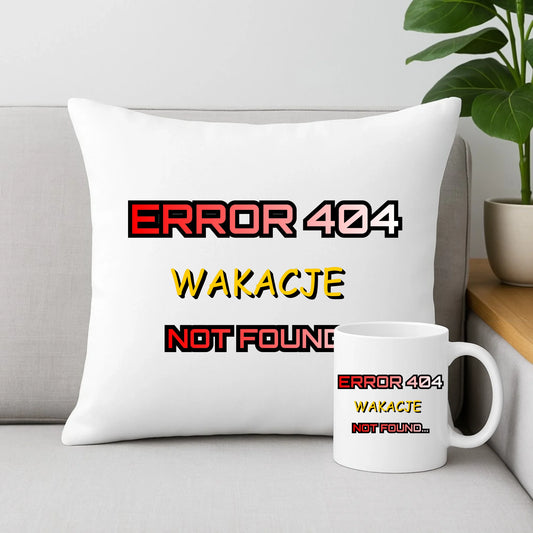Zestaw poduszka i kubek szkolny - Error 404 - śmieszny SZ15 - StoryCups.pl