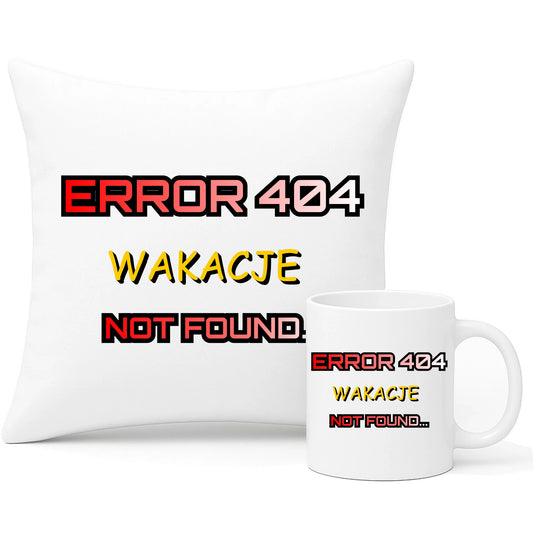 Zestaw poduszka i kubek szkolny - Error 404 - śmieszny SZ15 - StoryCups.pl