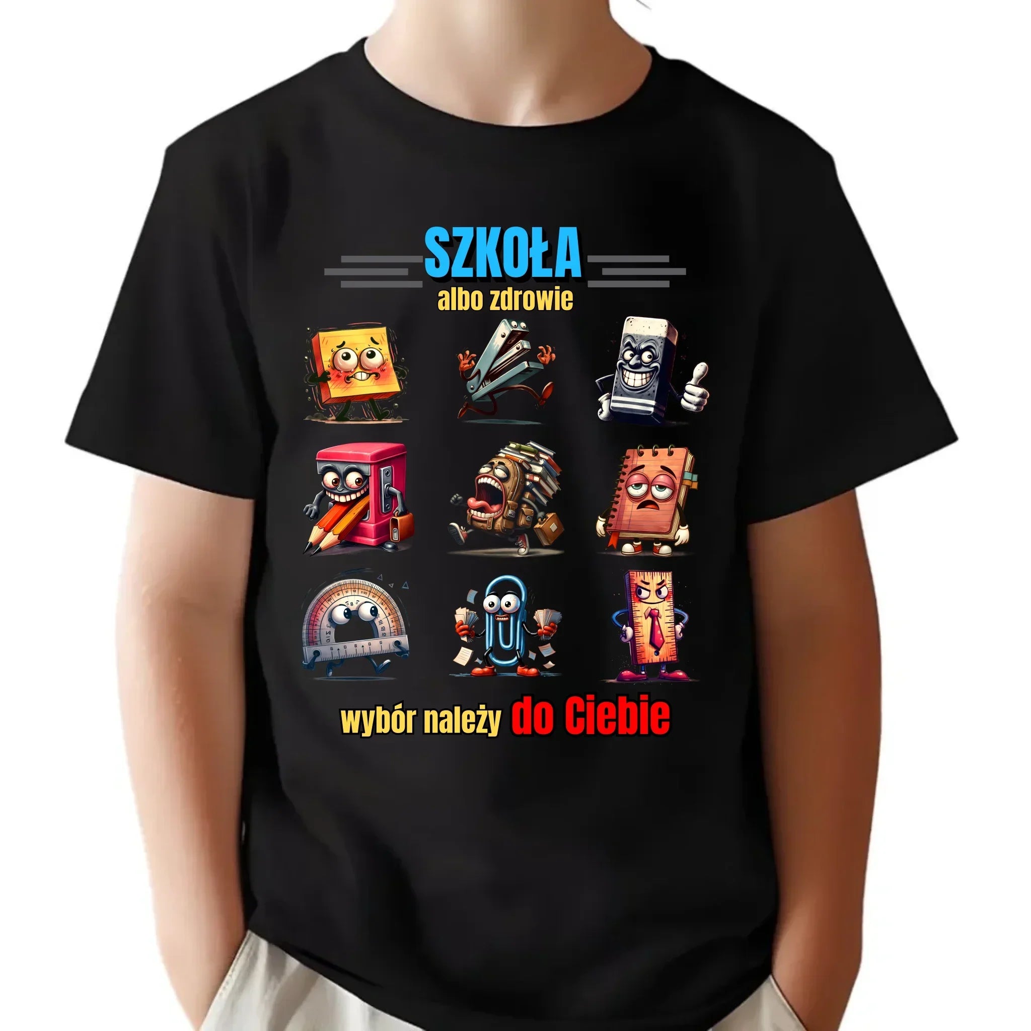 Koszulka dziecięca do szkoły - Szkoła albo zdrowie - śmieszna SZ14 - StoryCups.pl