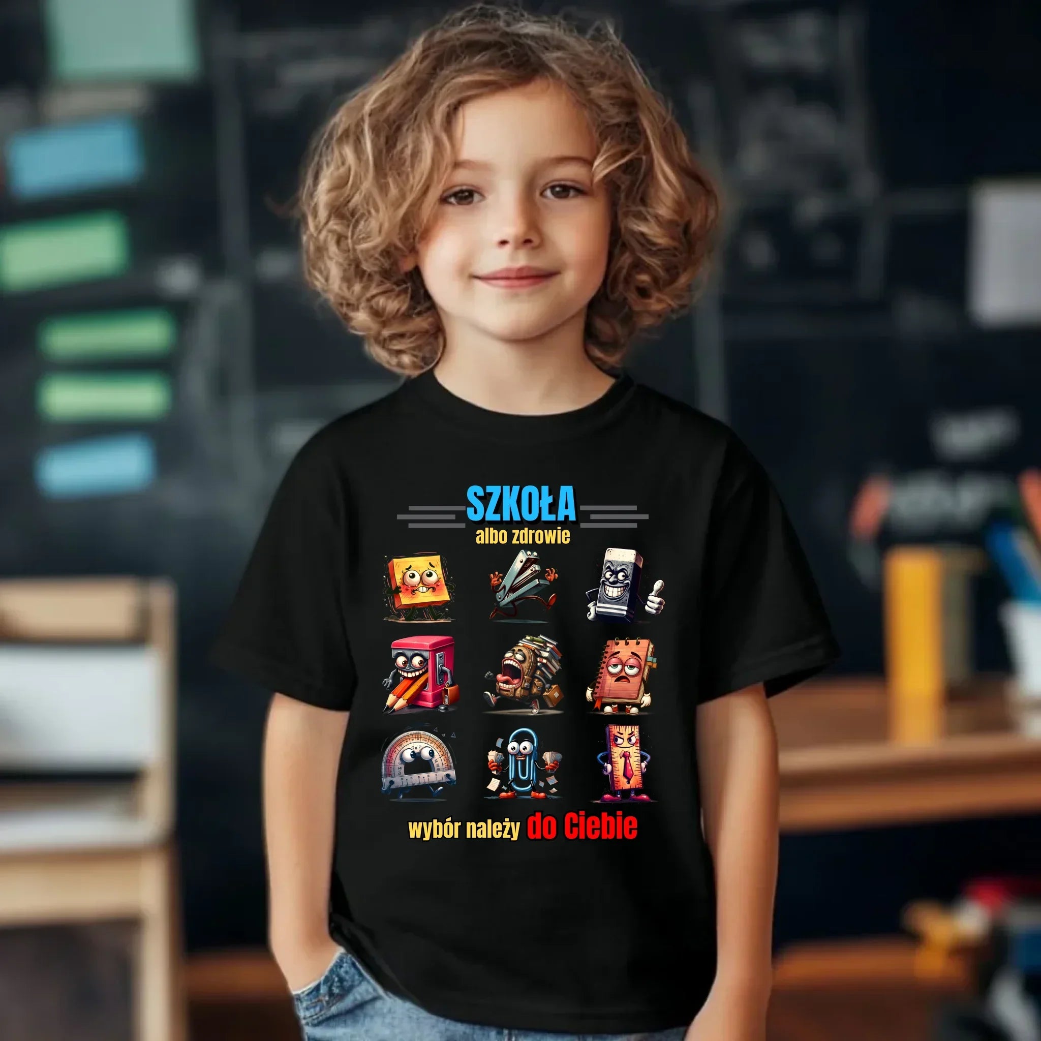 Koszulka dziecięca do szkoły - Szkoła albo zdrowie - śmieszna SZ14 - StoryCups.pl