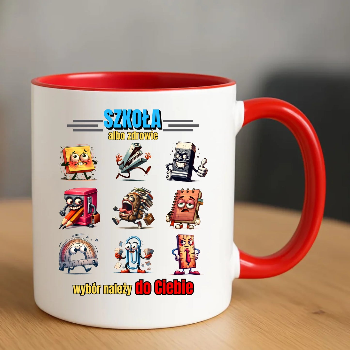 Kubek szkolny - Szkoła albo zdrowie - śmieszny SZ14 - StoryCups.pl