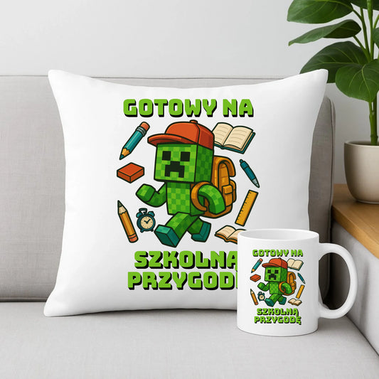 Zestaw poduszka i kubek szkoła - Gotowy na szkołę - gamer do szkoły - SZ13 - StoryCups.pl
