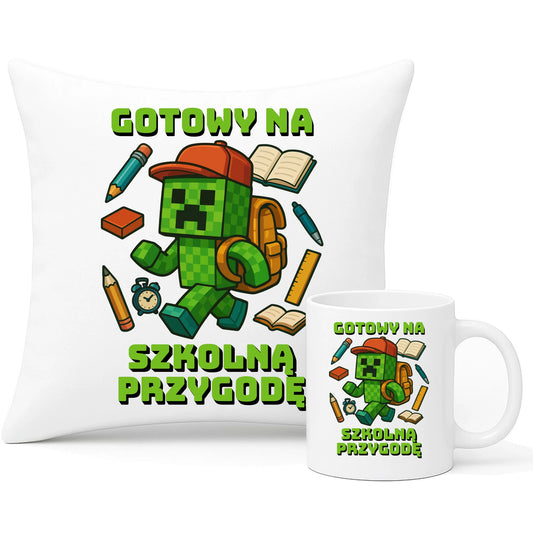 Zestaw poduszka i kubek szkoła - Gotowy na szkołę - gamer do szkoły - SZ13 - StoryCups.pl