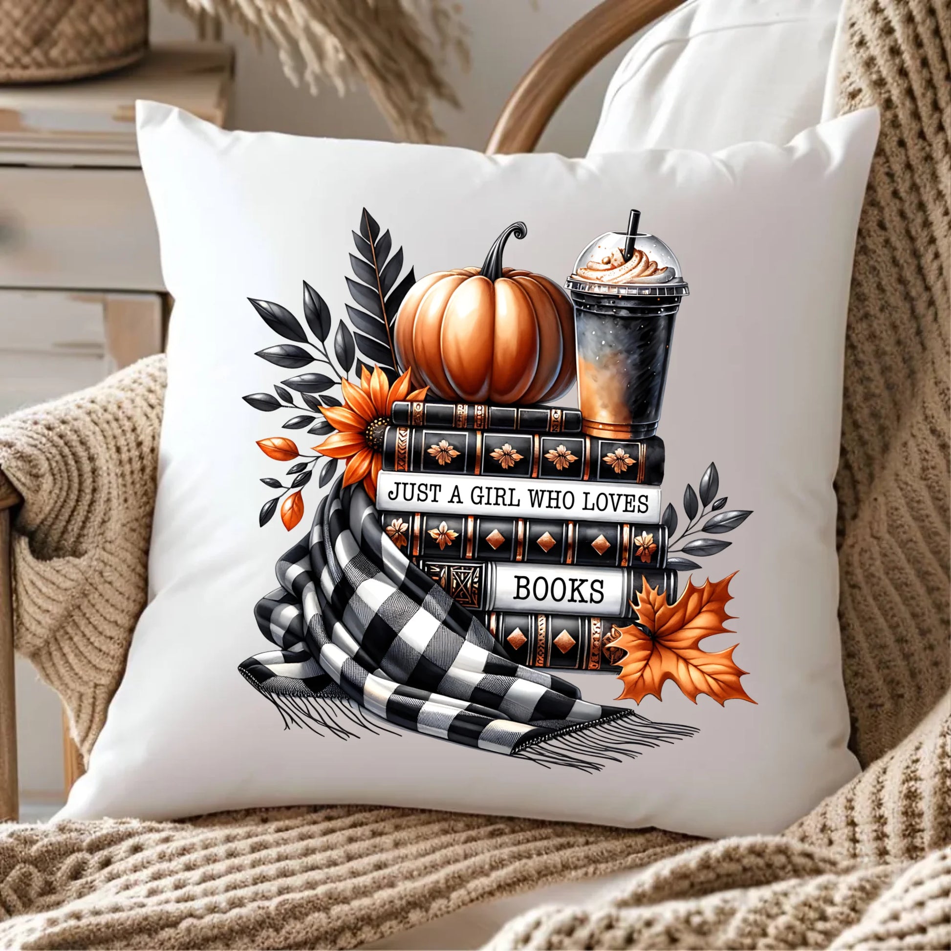 Poduszka jesieniara - Książkara - prezent dla miłośniczki czytania książek JS13 - StoryCups.pl