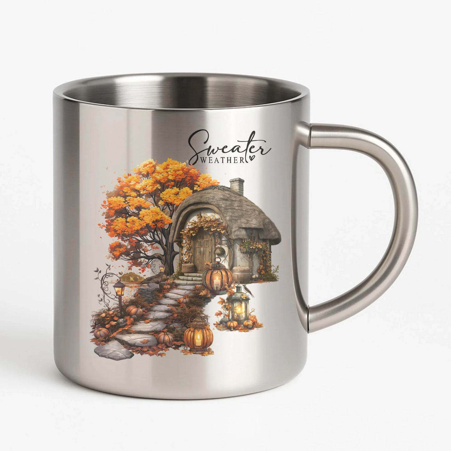 Kubek metalowy jesienny - Sweater weather JS15 - StoryCups.pl