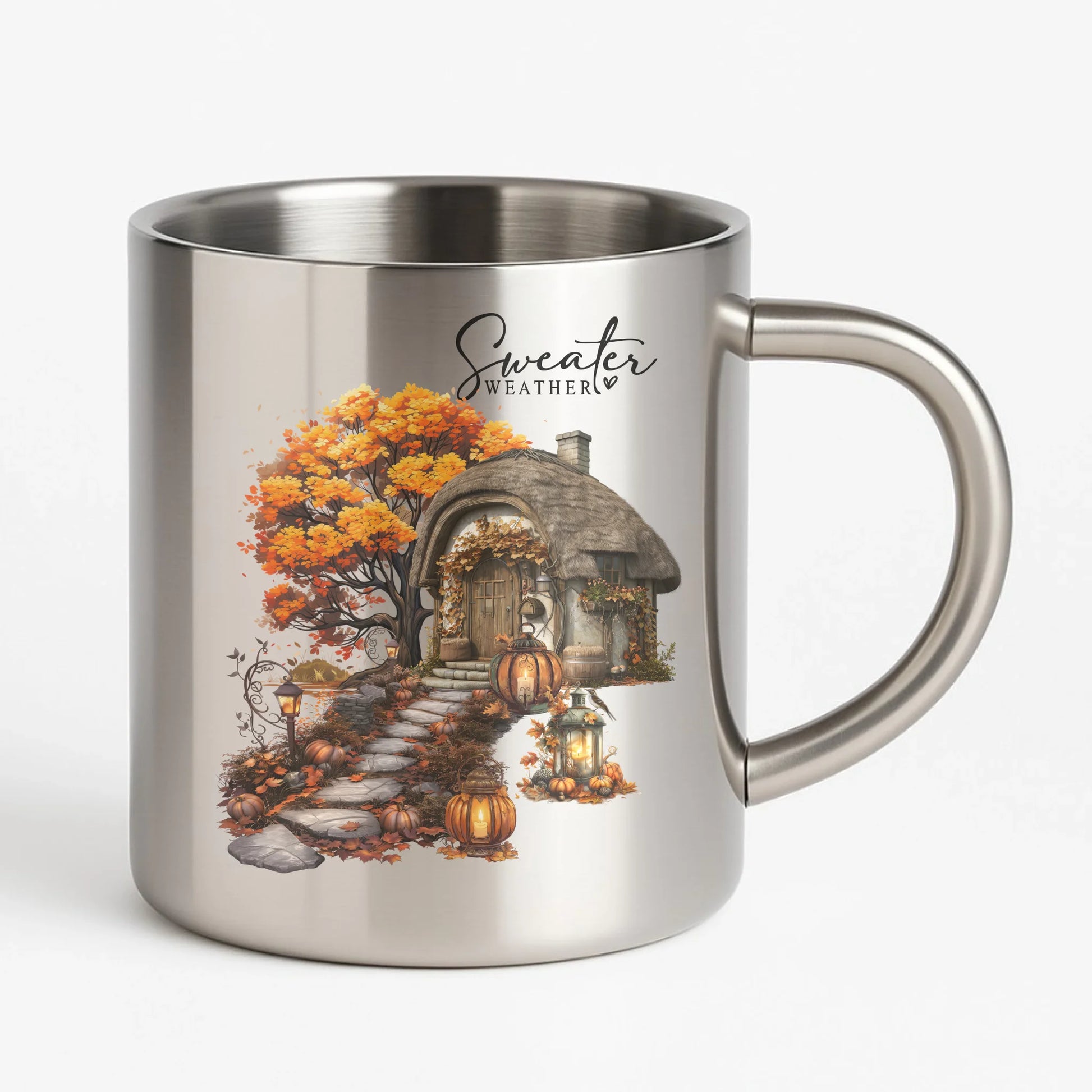 Kubek metalowy jesienny - Sweater weather JS15 - StoryCups.pl