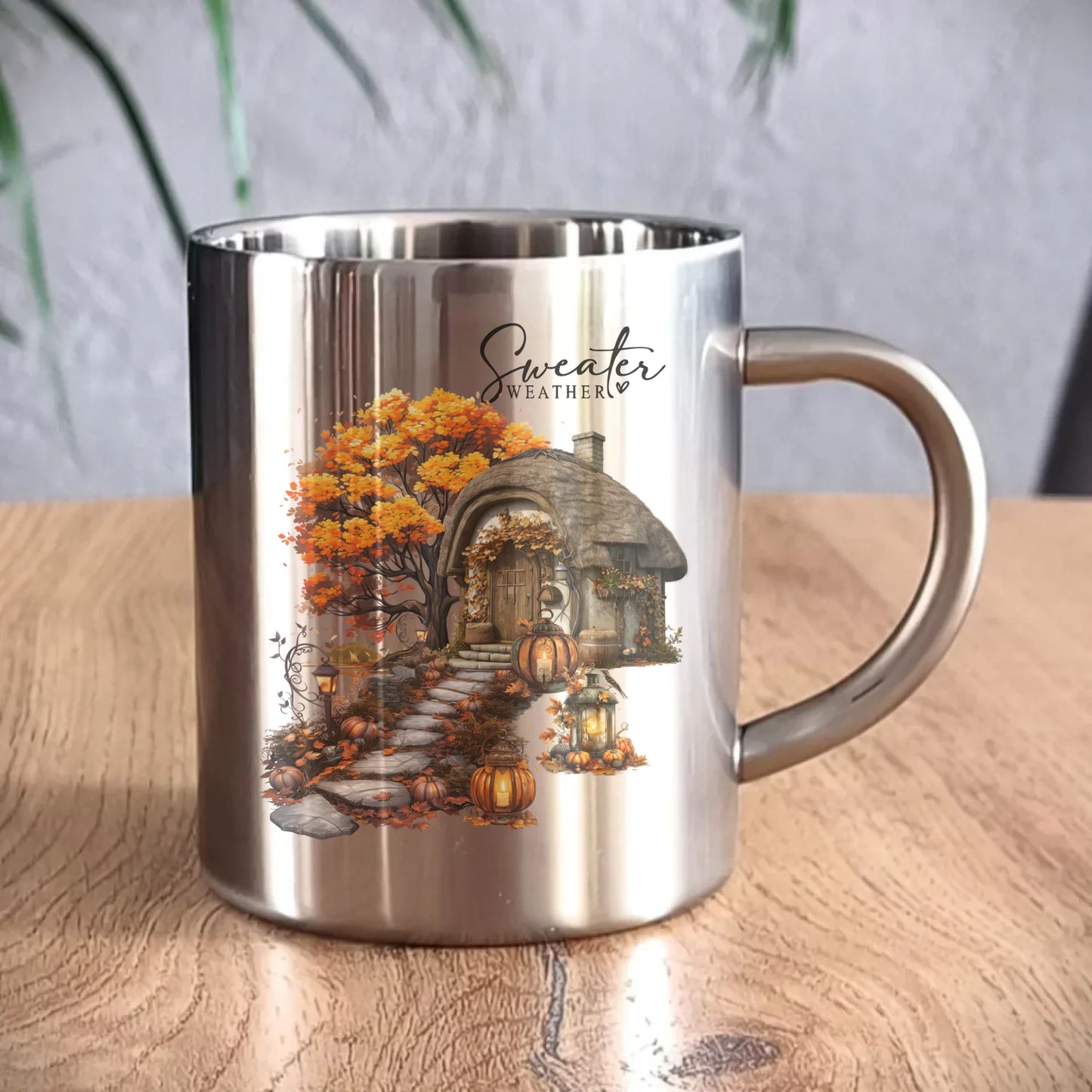 Kubek metalowy jesienny - Sweater weather JS15 - StoryCups.pl