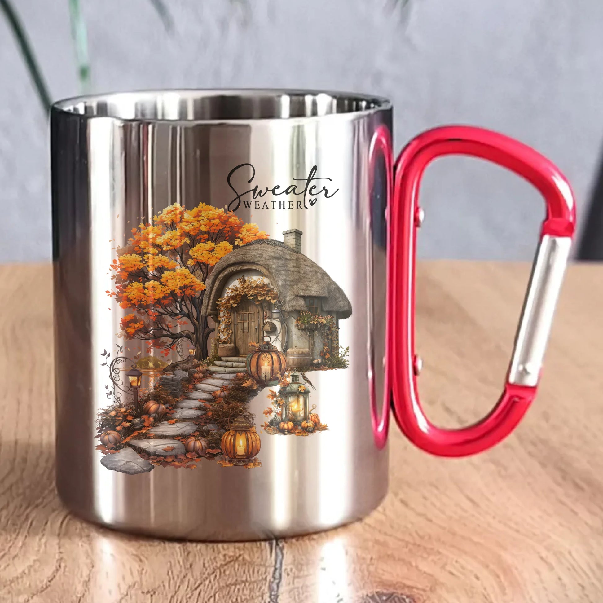 Kubek metalowy jesienny - Sweater weather JS15 - StoryCups.pl