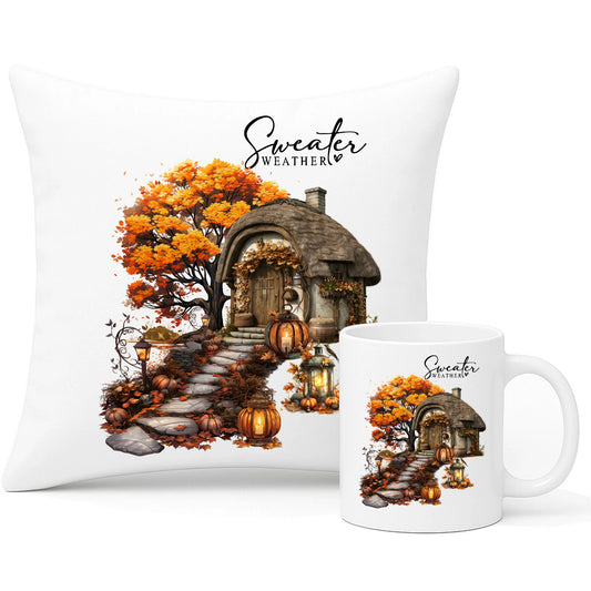 Zestaw poduszka i kubek jesienny - Sweater weather JS15 - StoryCups.pl