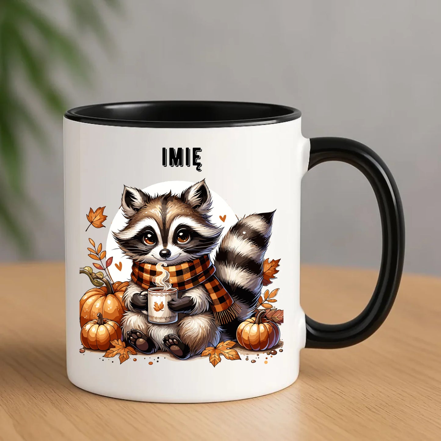 Ceramiczny czarny kubek z nadrukiem na prezent