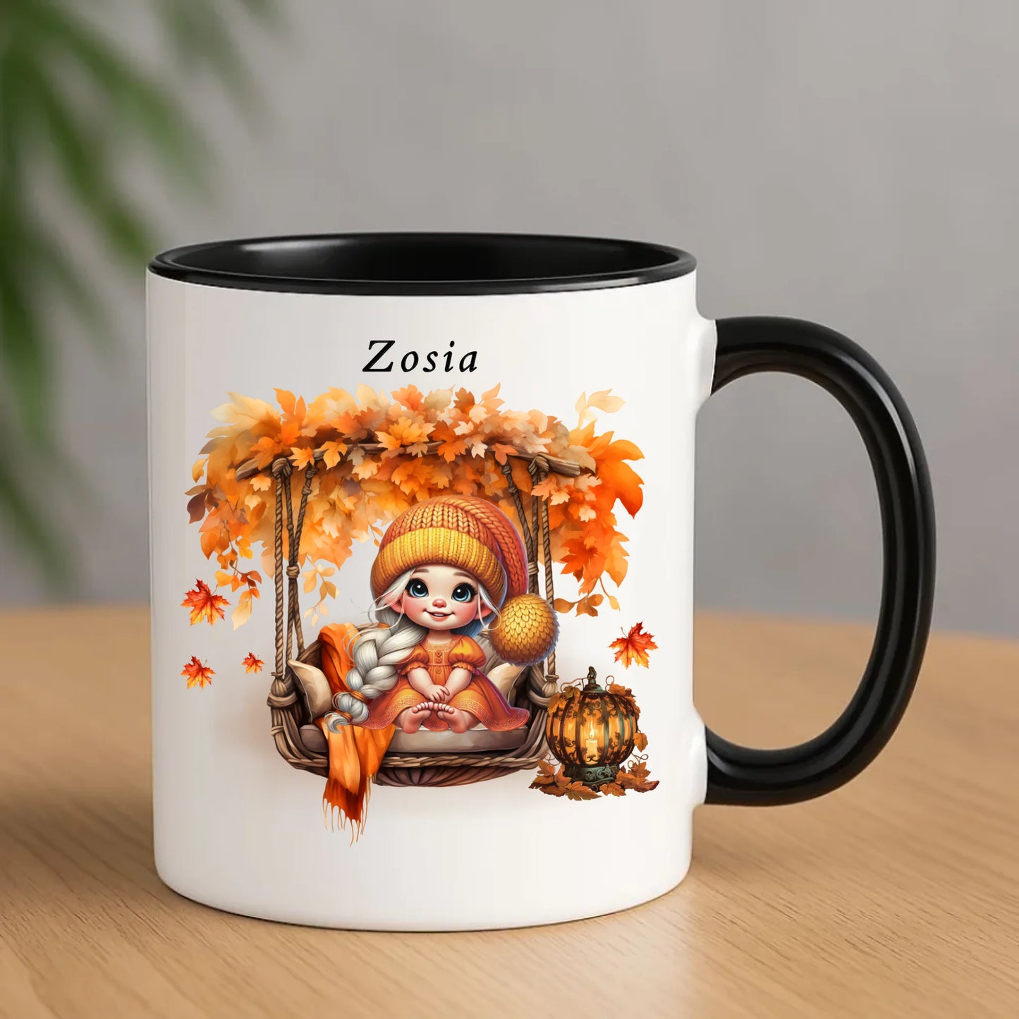 Ceramiczny czarny kubek z nadrukiem na prezent