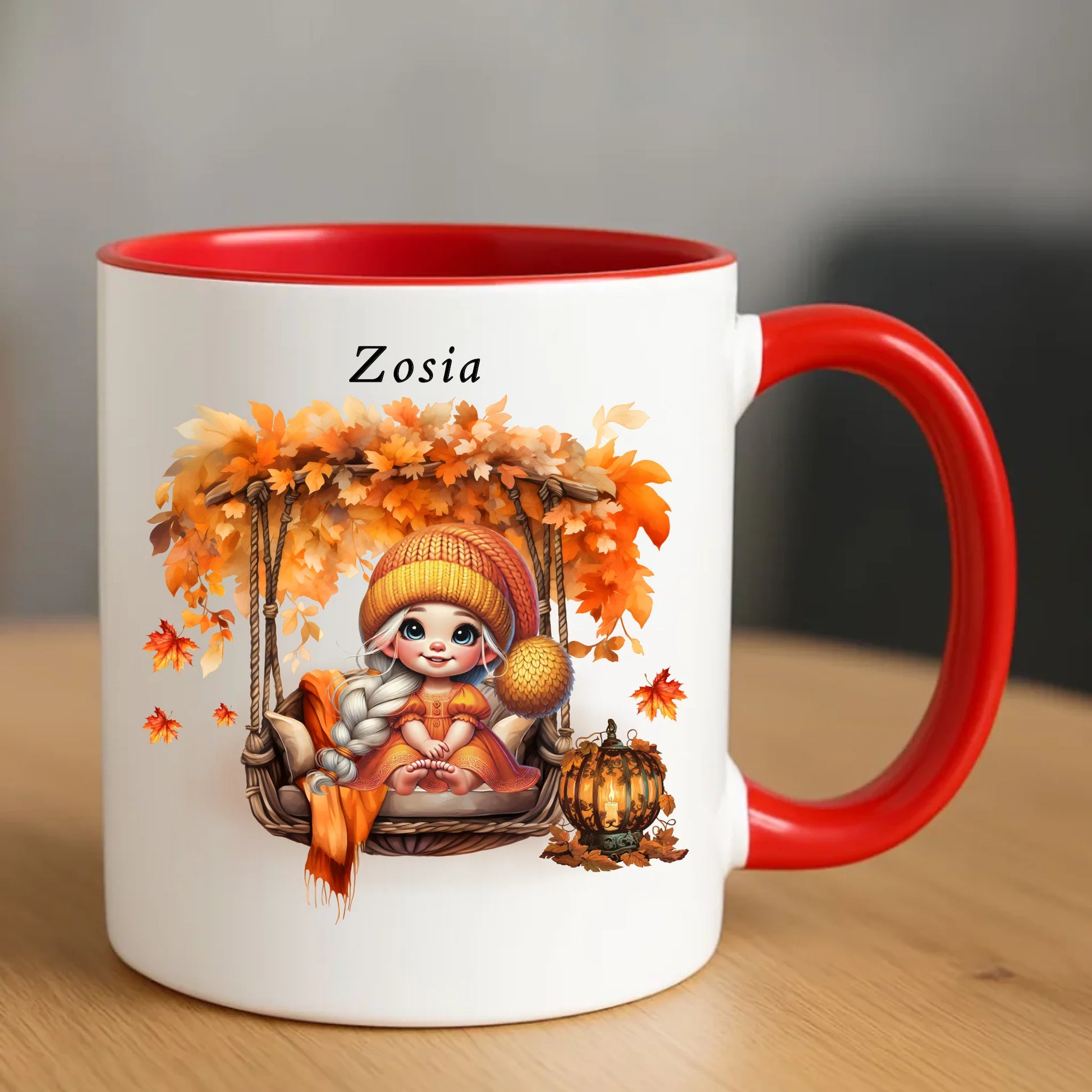 Ceramiczny czerwony kubek z nadrukiem na prezent