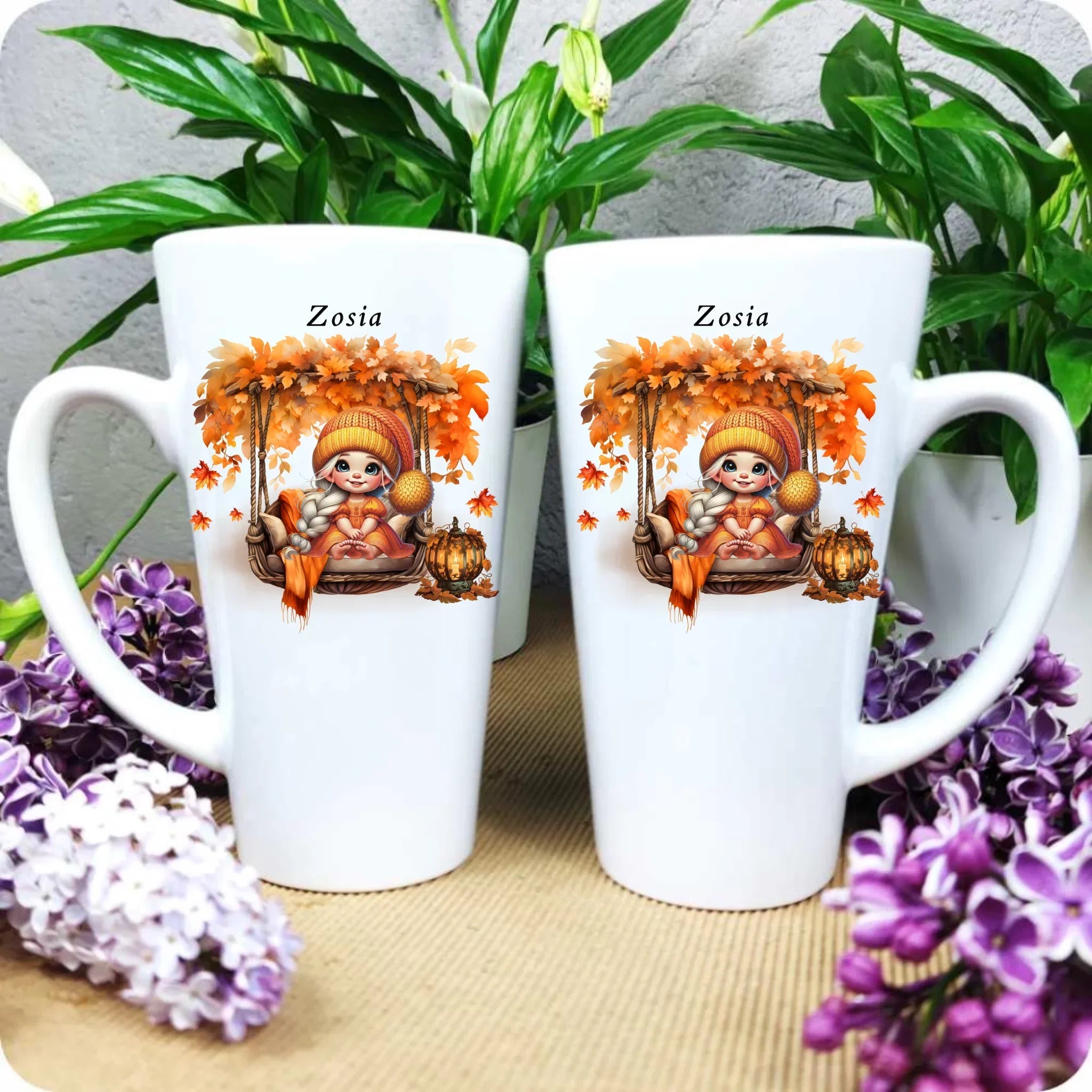 Kubek jesieniara - Dziewczynka z liśćmi - personalizowany JS17 - StoryCups.pl