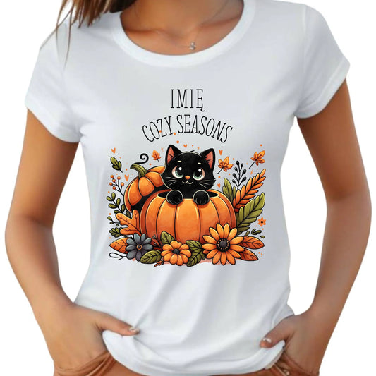 Koszulka damska jesieniara - Cozy Seasons - personalizowana JS01 - StoryCups.pl